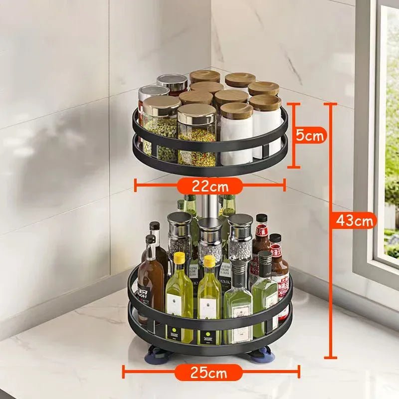 360° Rotating Spice Rack Organizer – Non - Skid Turntable for Kitchen Storage - EmporiumForAll