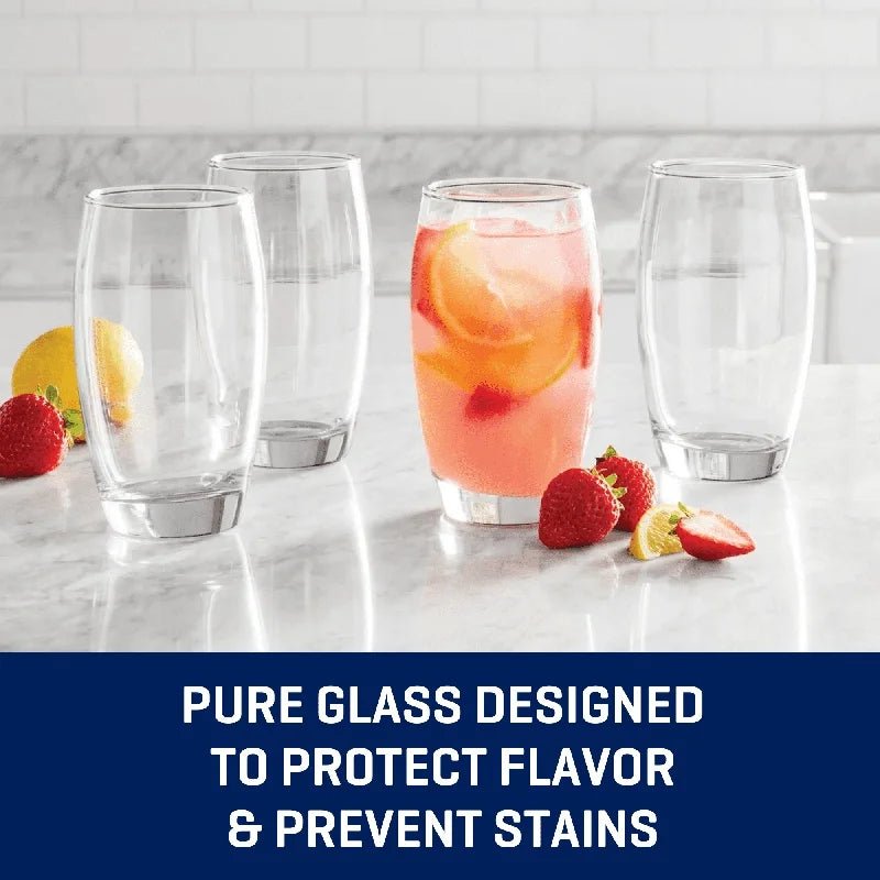 Durable Glassware Set of 8 - Heavy Base, Clear - EmporiumForAll