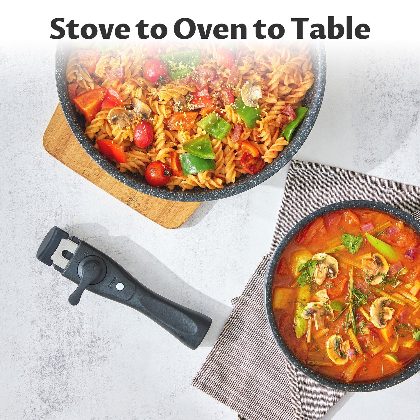 Nonstick Induction Cookware Set, Stackable, Removable Handles - EmporiumForAll