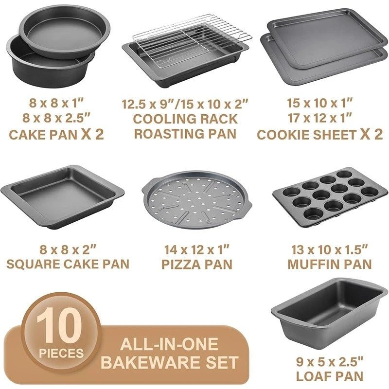 10 - Piece Non - Stick Bakeware Set Carbon Steel Kitchen Baking Utensils - EmporiumForAll