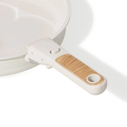 10pc Ceramic Nonstick Cookware Set with Detachable Handle Cream - EmporiumForAll