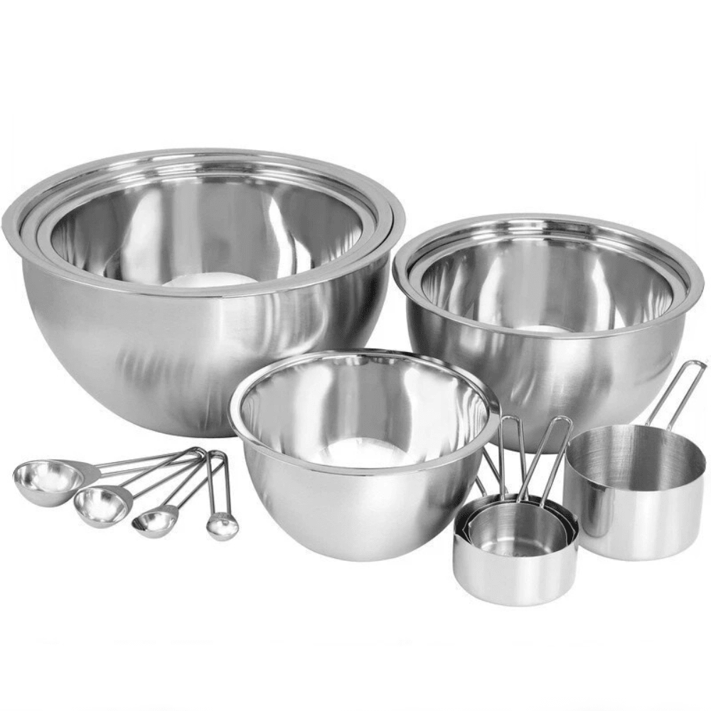 14 - Piece Stainless Steel Measuring Cups & Spoons Set with Mixing Bowls - EmporiumForAll