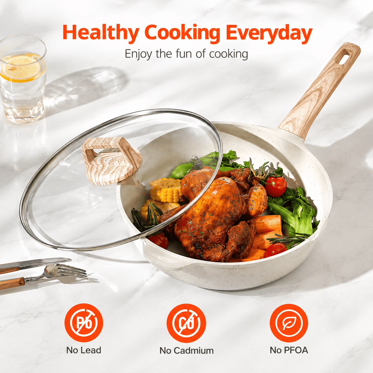 17-Piece Granite Nonstick Cookware Set – Induction Pots & Pans with Pan Protectors - EmporiumForAll