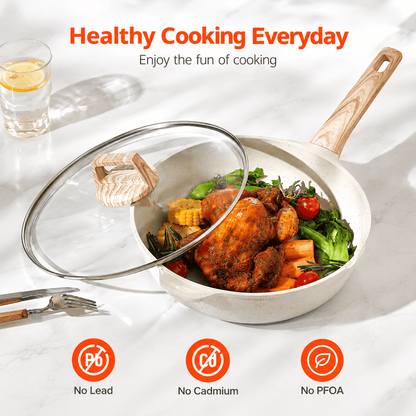 17-Piece Granite Nonstick Cookware Set – Induction Pots & Pans with Pan Protectors - EmporiumForAll