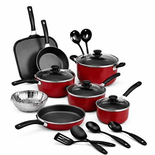 18 piece Nonstick Pots and Pans Set – Durable, Dishwasher Safe Kitchen Essentials - EmporiumForAll