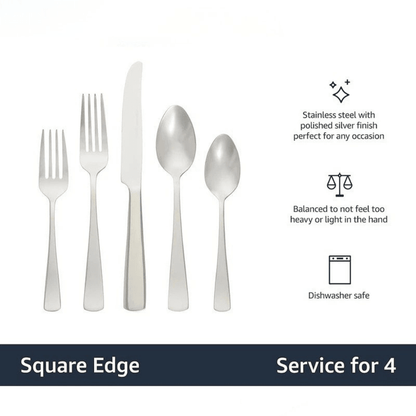 20 - Piece Stainless Steel Flatware Set – Dishwasher Safe Cutlery for Home & Kitchen Dining - EmporiumForAll