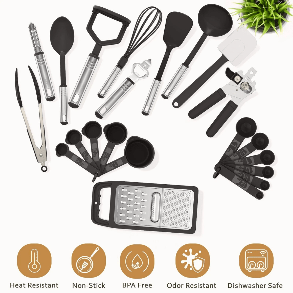 23PCS Stainless Steel Kitchen Utensil Set Heat Resistant Cooking Tools - EmporiumForAll