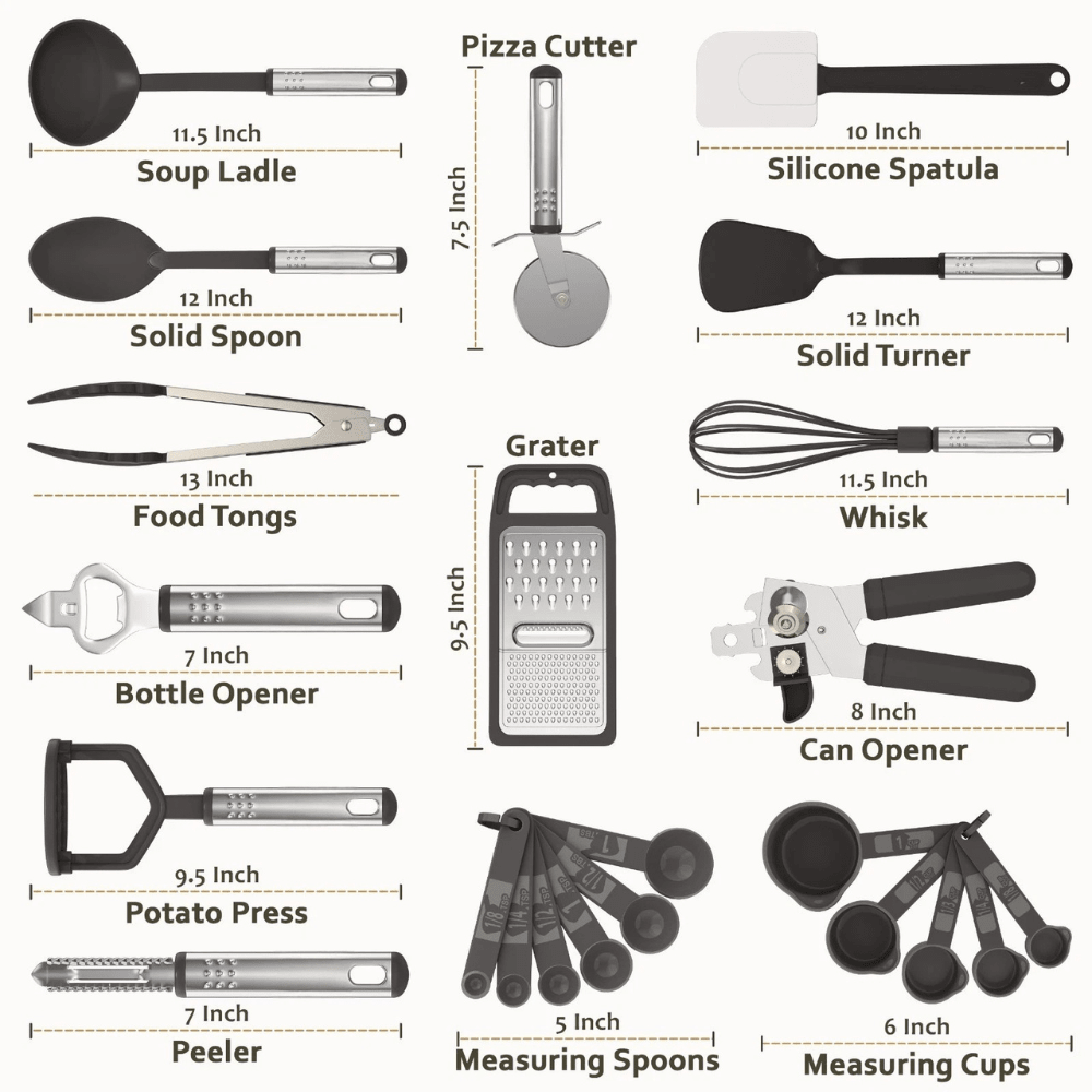 23PCS Stainless Steel Kitchen Utensil Set Heat Resistant Cooking Tools - EmporiumForAll