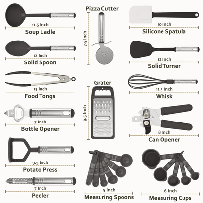 23PCS Stainless Steel Kitchen Utensil Set Heat Resistant Cooking Tools - EmporiumForAll