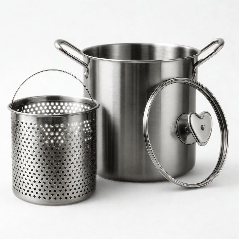3.5L Stainless Steel Deep Fryer Pot with Oil Drip Drainer - EmporiumForAll