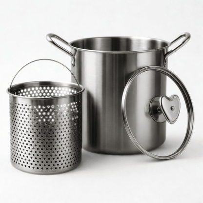 3.5L Stainless Steel Deep Fryer Pot with Oil Drip Drainer - EmporiumForAll