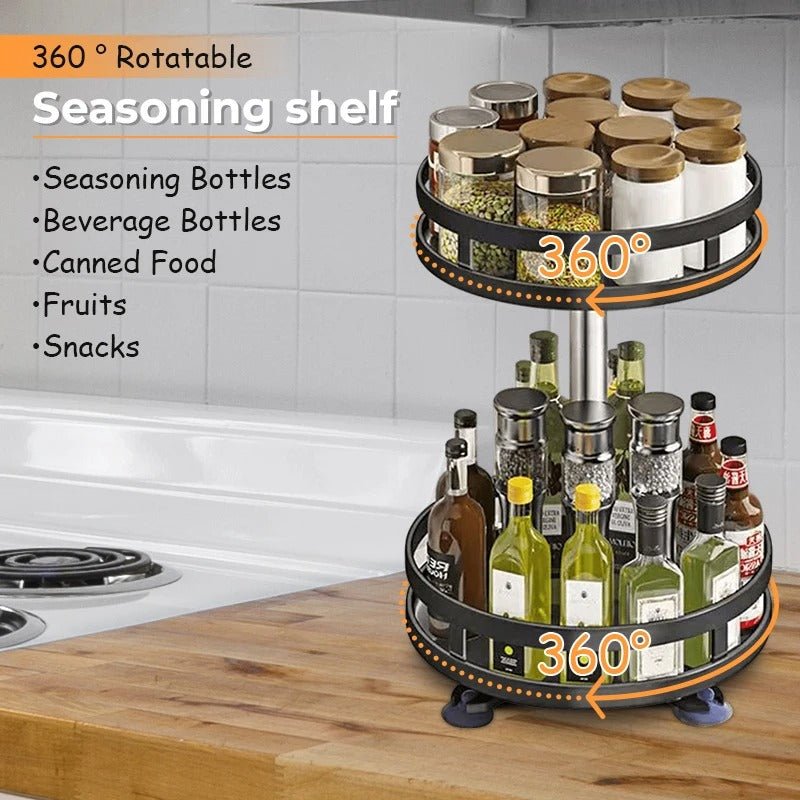 360° Rotating Spice Rack Organizer – Non - Skid Turntable for Kitchen Storage - EmporiumForAll