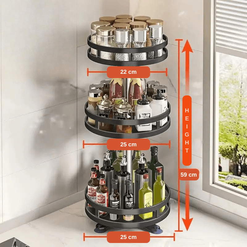 360° Rotating Spice Rack Organizer – Non - Skid Turntable for Kitchen Storage - EmporiumForAll