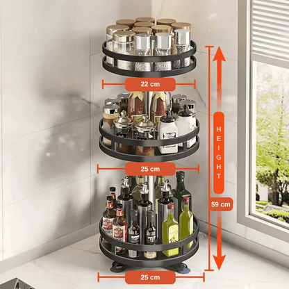 360° Rotating Spice Rack Organizer – Non - Skid Turntable for Kitchen Storage - EmporiumForAll