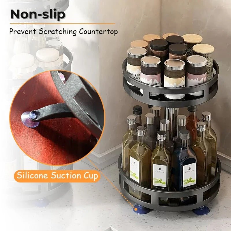 360° Rotating Spice Rack Organizer – Non - Skid Turntable for Kitchen Storage - EmporiumForAll