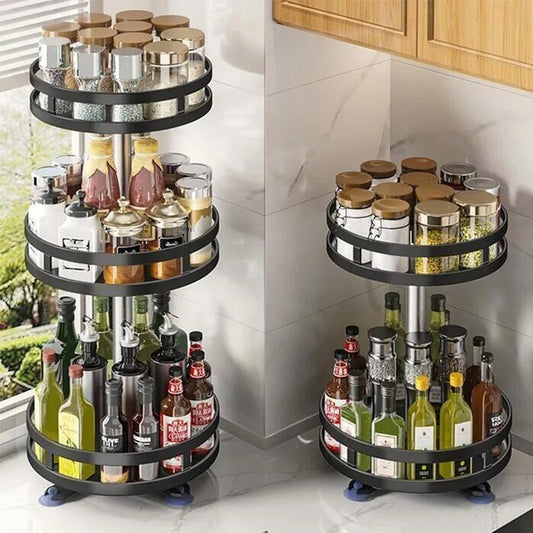 360° Rotating Spice Rack Organizer – Non - Skid Turntable for Kitchen Storage - EmporiumForAll