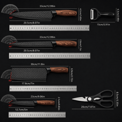 6 - Piece Professional Kitchen Knife Set with Chef, Cleaver & Slicer - EmporiumForAll