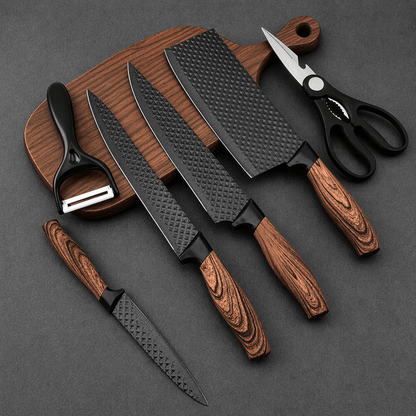 6 - Piece Professional Kitchen Knife Set with Chef, Cleaver & Slicer - EmporiumForAll