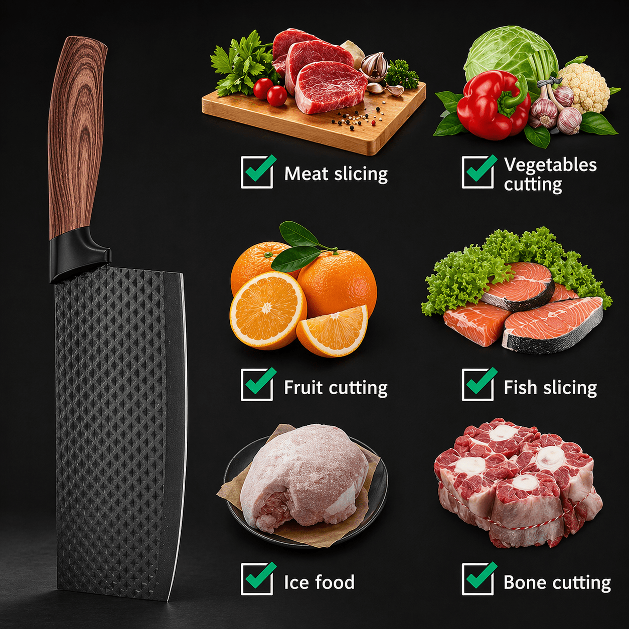 6 - Piece Professional Kitchen Knife Set with Chef, Cleaver & Slicer - EmporiumForAll