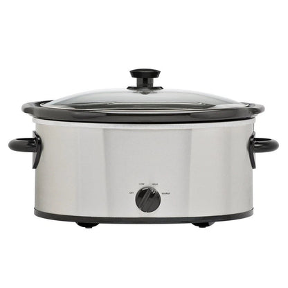 6 Quart Stainless Steel Slow Cooker W/ Glass Lid & Three Temperature - EmporiumForAll