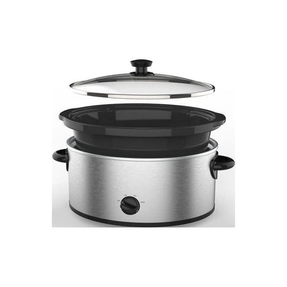 6 Quart Stainless Steel Slow Cooker W/ Glass Lid & Three Temperature - EmporiumForAll