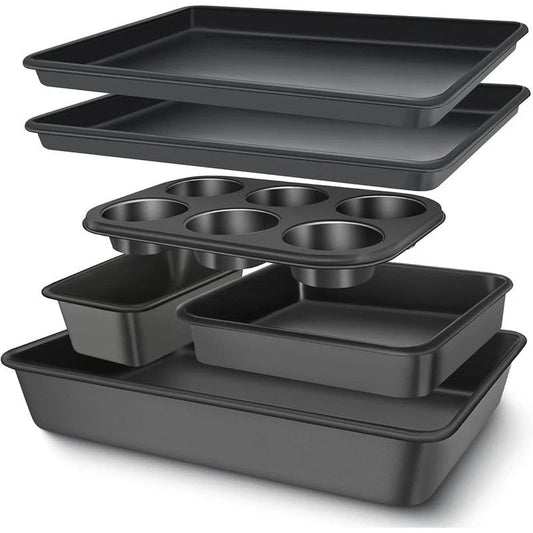 6PCS Nonstick Bakeware Set Carbon Steel Baking Pans Oven Safe - EmporiumForAll