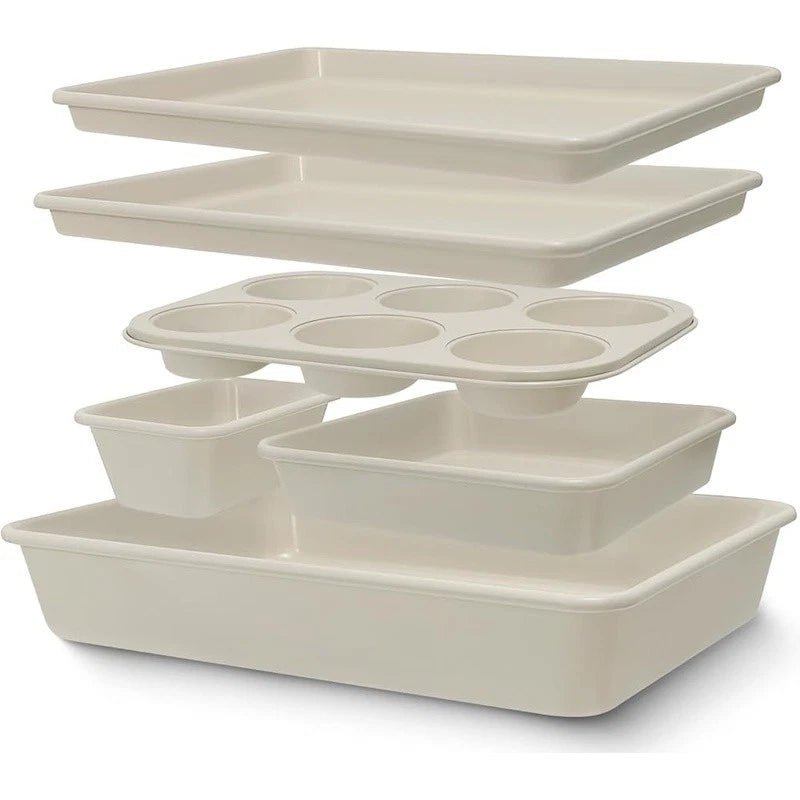 6PCS Nonstick Bakeware Set Carbon Steel Baking Pans Oven Safe - EmporiumForAll