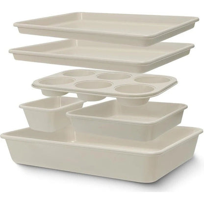 6PCS Nonstick Bakeware Set Carbon Steel Baking Pans Oven Safe - EmporiumForAll