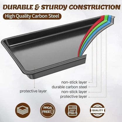 6PCS Nonstick Bakeware Set Carbon Steel Baking Pans Oven Safe - EmporiumForAll