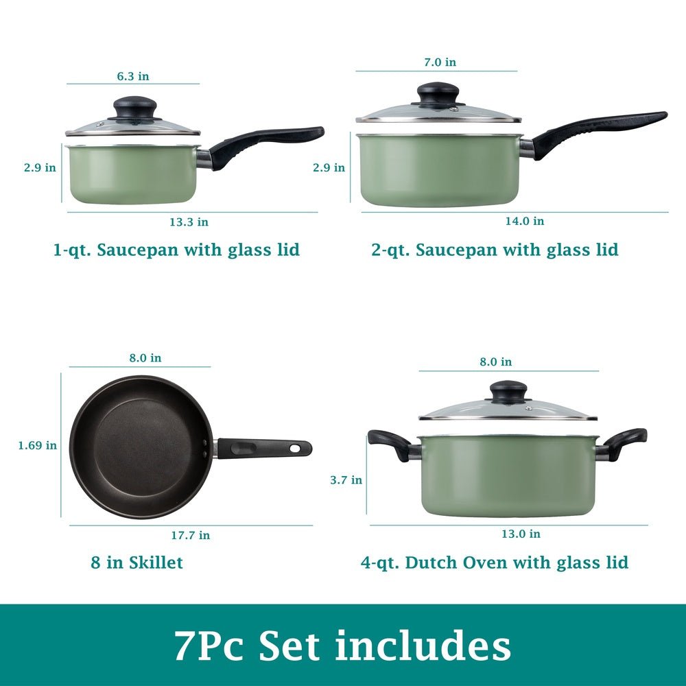 7 Piece Nonstick Aluminum Cookware - Easy Cleanup, Dishwasher Safe - EmporiumForAll