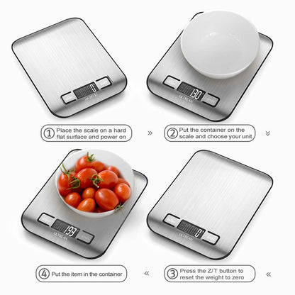 Digital Kitchen Scale 10kg USB Rechargeable LCD Display