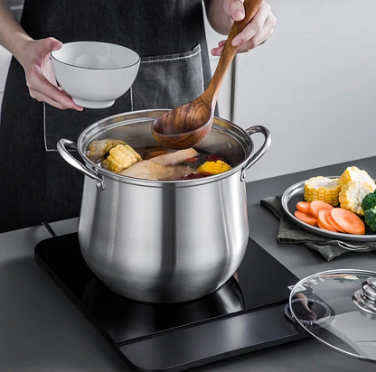 Stainless Steel Soup Pot - Large Capacity, Induction Ready