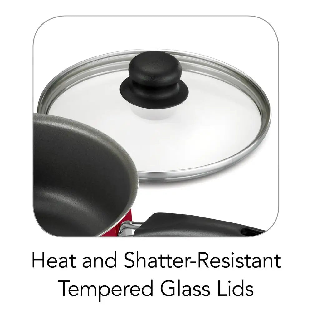 Non-Stick Cookware Set: 9-Piece Red Essentials