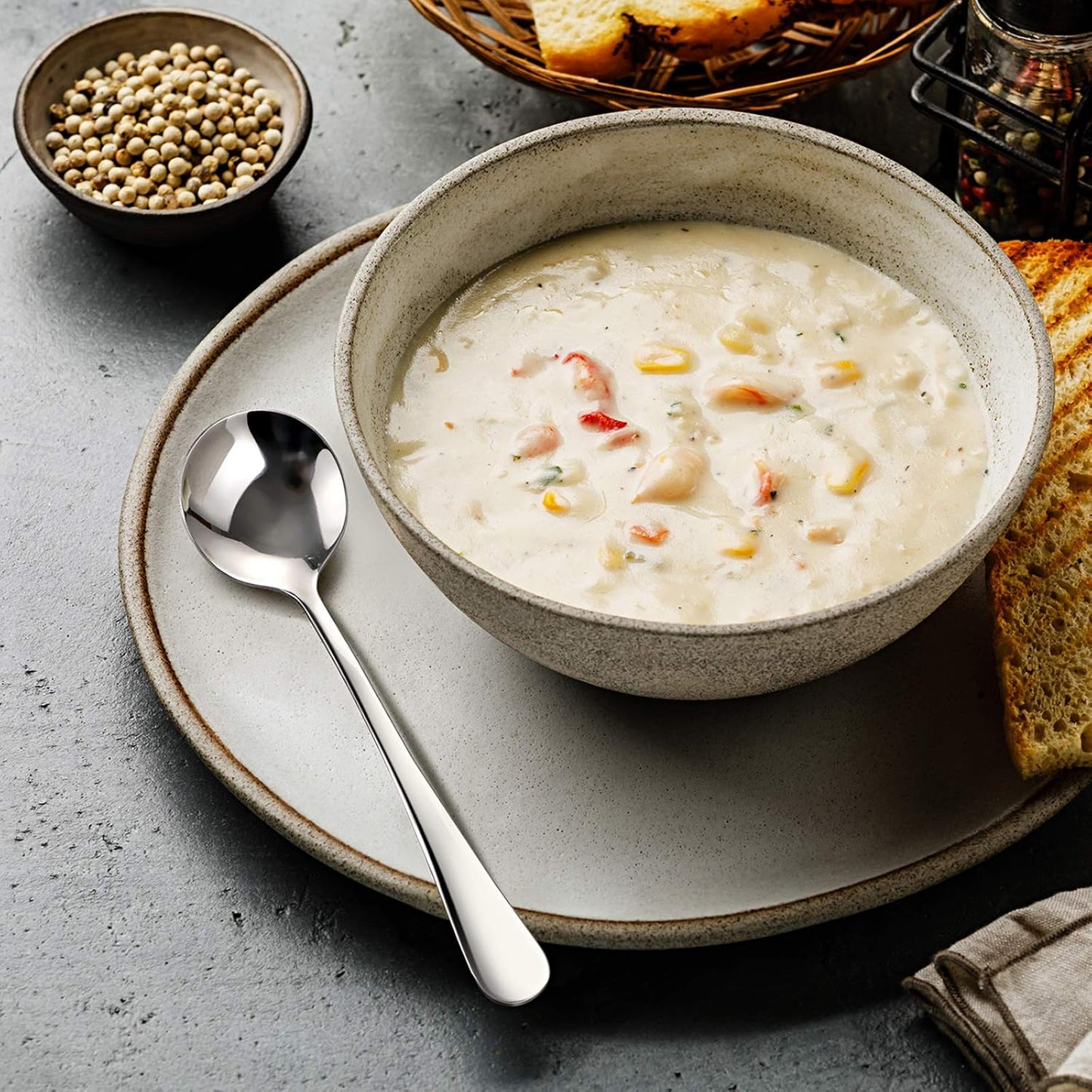 Heavy-Weight Stainless Steel Soup Spoons - Set of 8, Dishwasher Safe