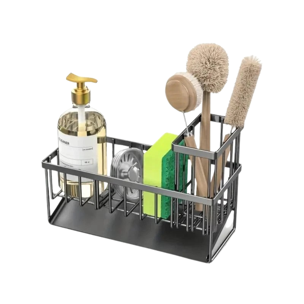 Stainless Sink Organizer Rack with Towel & Sponge Holder