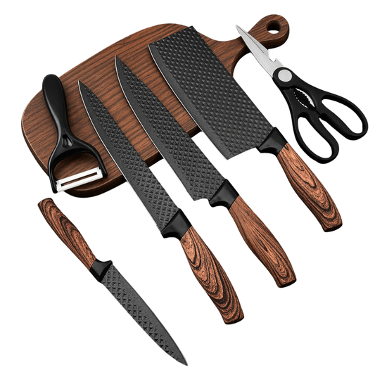 6-Piece Professional Kitchen Knife Set with Chef, Cleaver & Slicer