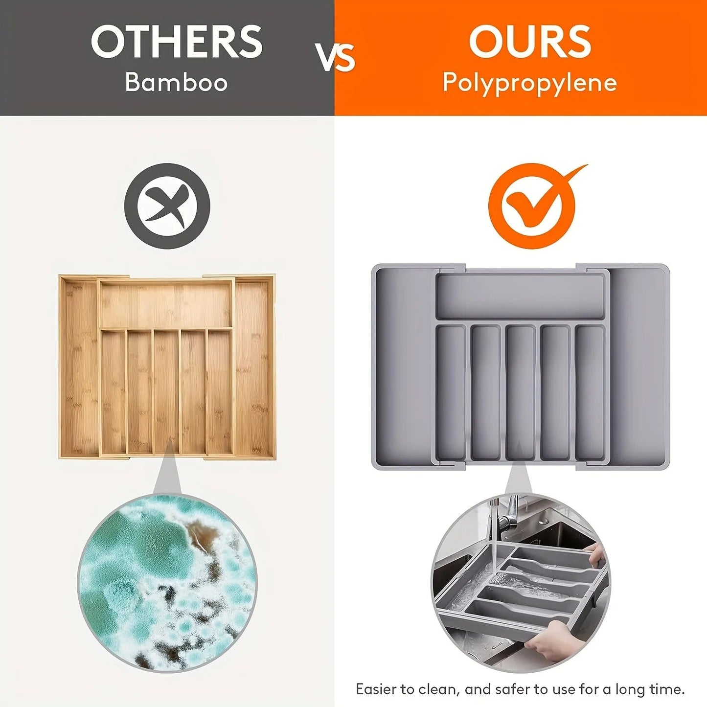 Adjustable Cutlery Organizer - Expandable Kitchen Drawer Tray - EmporiumForAll