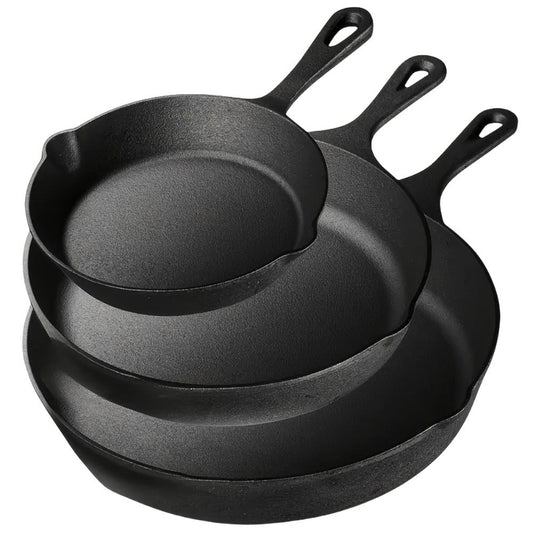 Cast Iron Skillet Set 3PCS: Pre - Seasoned, Oven & Grill Ready - EmporiumForAll