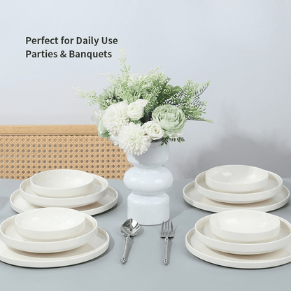 Ceramic Plates Dinner Set - 12Pcs Bone China Tableware - EmporiumForAll