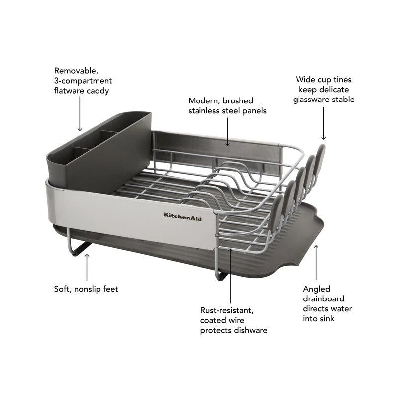 Compact Stainless Steel Dish Rack with Drain Board - EmporiumForAll