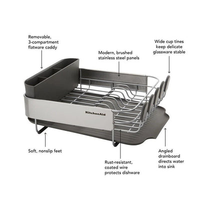 Compact Stainless Steel Dish Rack with Drain Board - EmporiumForAll