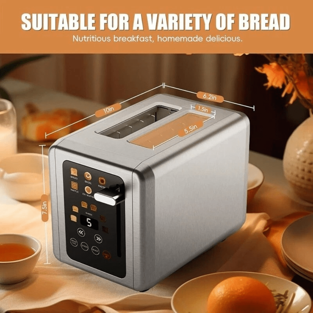 Digital Timer Toaster Touch Screen 6 Shade Settings Extra Wide Slots New - EmporiumForAll