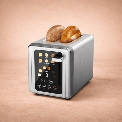 Digital Timer Toaster Touch Screen 6 Shade Settings Extra Wide Slots New - EmporiumForAll