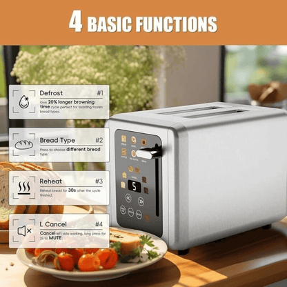 Digital Timer Toaster Touch Screen 6 Shade Settings Extra Wide Slots New - EmporiumForAll