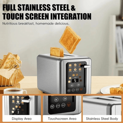 Digital Timer Toaster Touch Screen 6 Shade Settings Extra Wide Slots New - EmporiumForAll