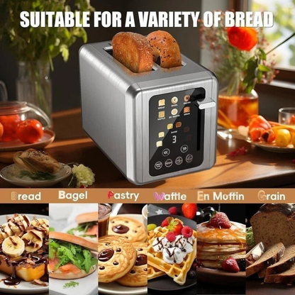 Digital Timer Toaster Touch Screen 6 Shade Settings Extra Wide Slots New - EmporiumForAll