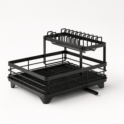 Dish Drainer - Adjustable Spout & Large Capacity - EmporiumForAll