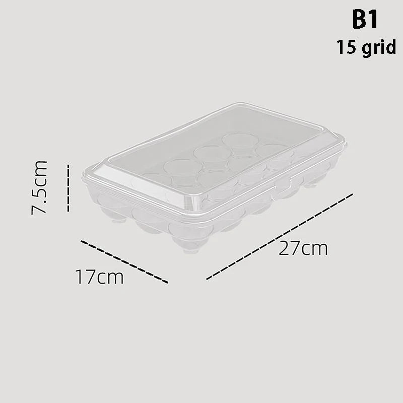 Egg Storage Box 15 Grids - Stackable, Transparent, Fresh - Keeping - EmporiumForAll