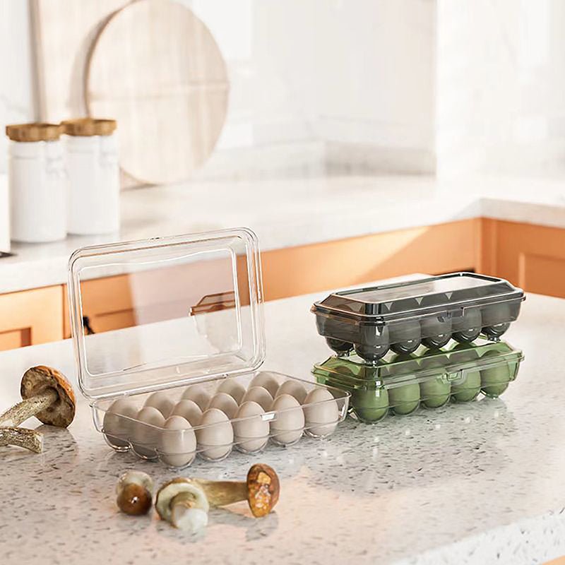 Egg Storage Box 15 Grids - Stackable, Transparent, Fresh - Keeping - EmporiumForAll