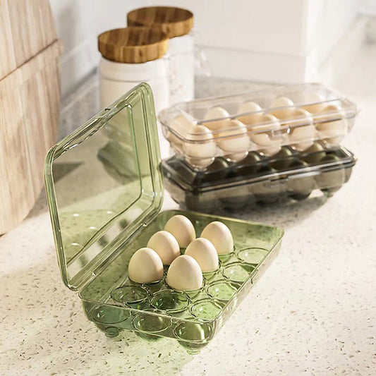 Egg Storage Box 15 Grids - Stackable, Transparent, Fresh - Keeping - EmporiumForAll